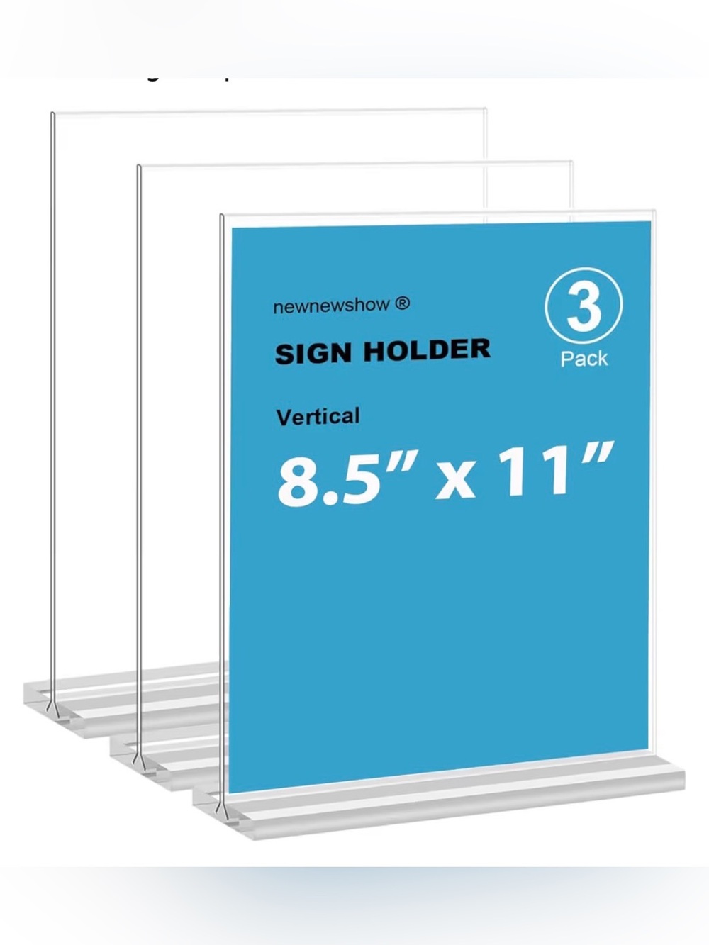 8x11 Clear Acrylic Sign Holder  (3 Pack)